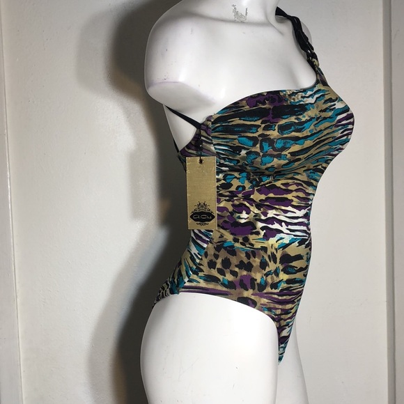Nordstrom A. CHE‎ Into The Wild One Shoulder Leopard Swimsuit Swim Bathing Suit - Picture 9 of 16